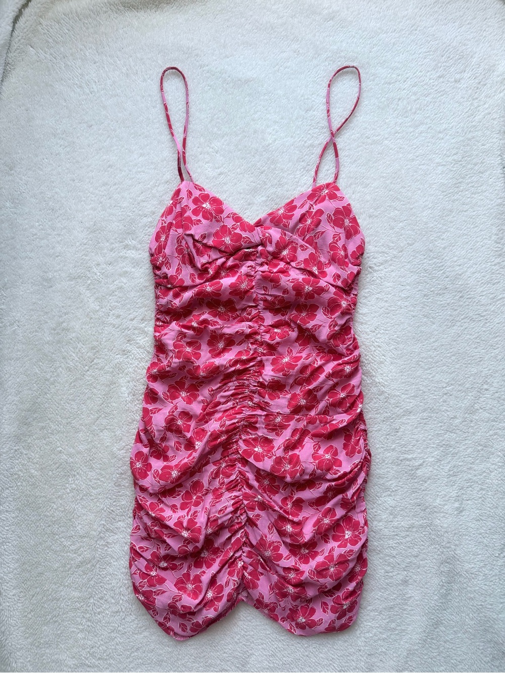 NWT Pink & Red Floral Spaghetti Strap Mini Dress - Picture 2 of 7